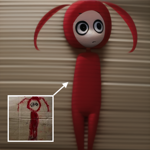 {cartoon style}, {simple style}, {high quality}, {4k}, red doll, white face, a little sad, big eyes, very long  ears, white background s-2546841375